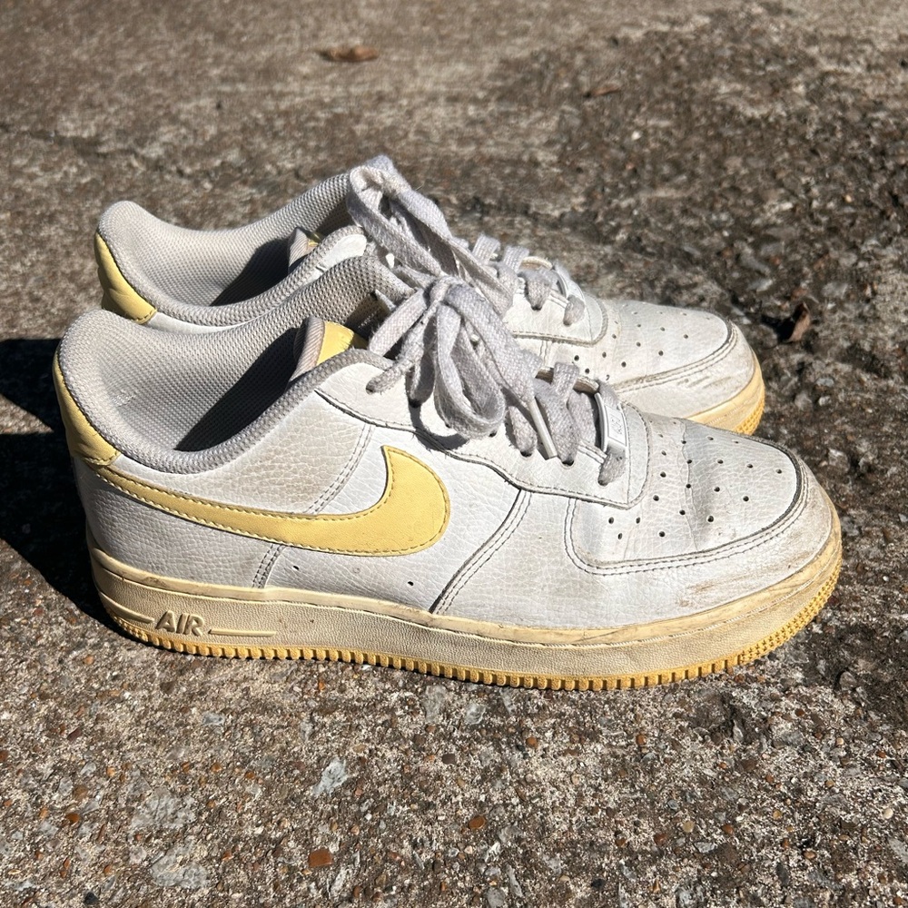 Nike Air Force 1 White and Yellow Sneakers